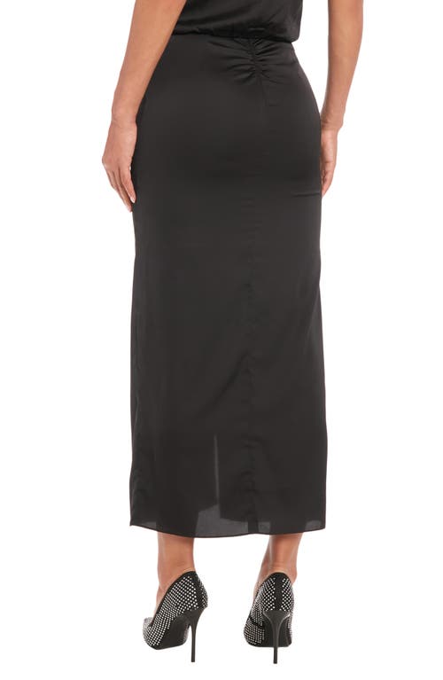 Muse Cascade Satin Maxi Skirt In Black
