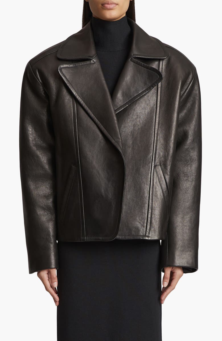 Khaite Dolores Oversize Leather Jacket, Main, color, 