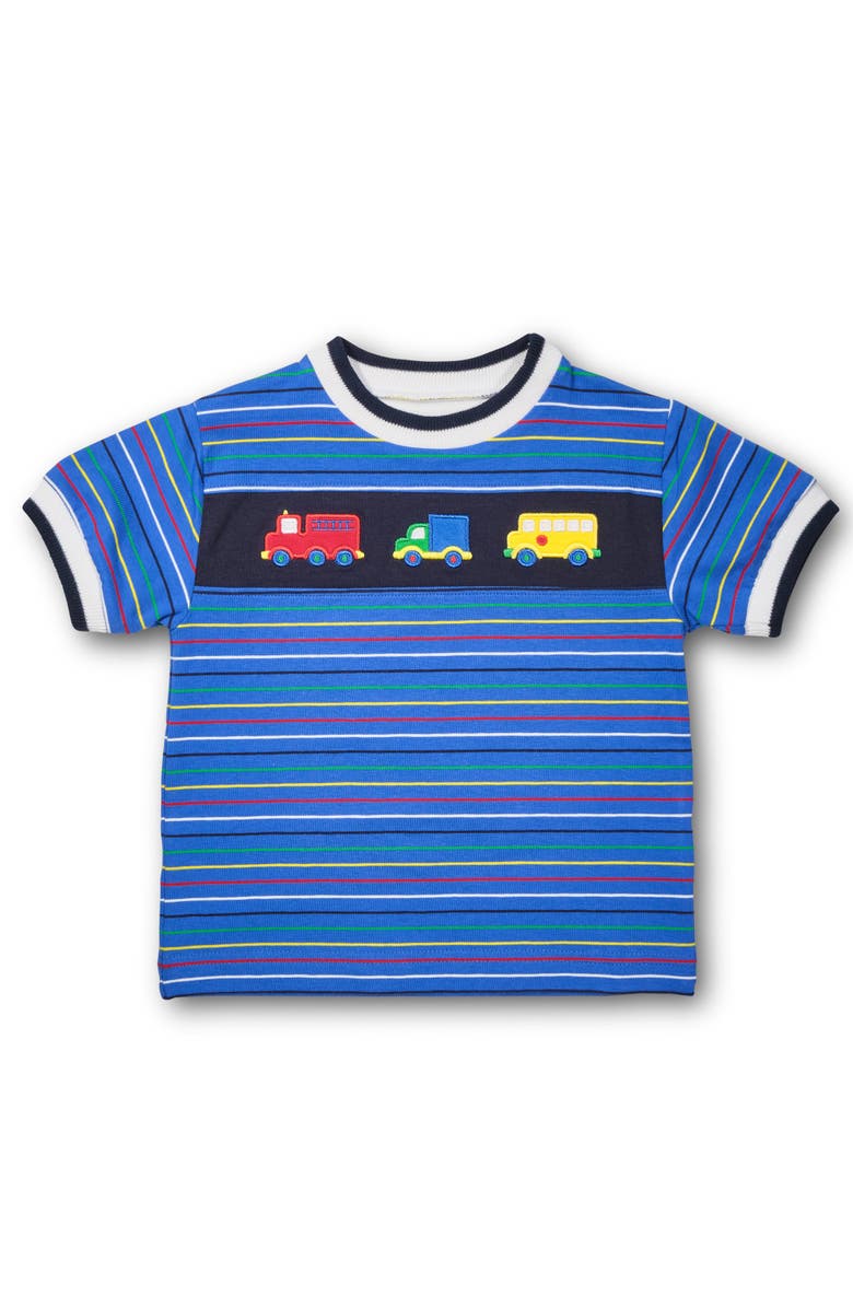 Florence Eiseman Stripe Knit Shirt With Vehicles, Main, color, Royal Multicolor