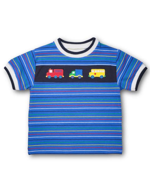Stripe Knit Shirt With Vehicles (Toddler, Little Kid)
