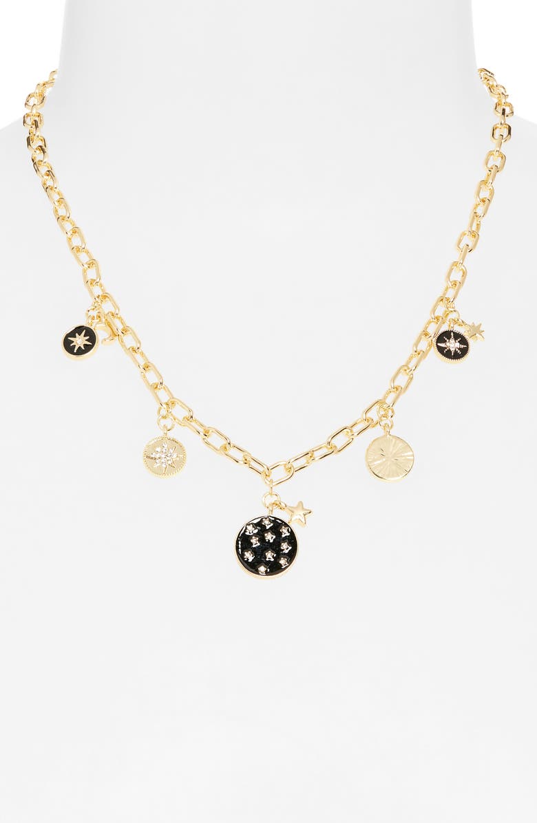 BaubleBar Soma Charm Necklace, Alternate, color, Black