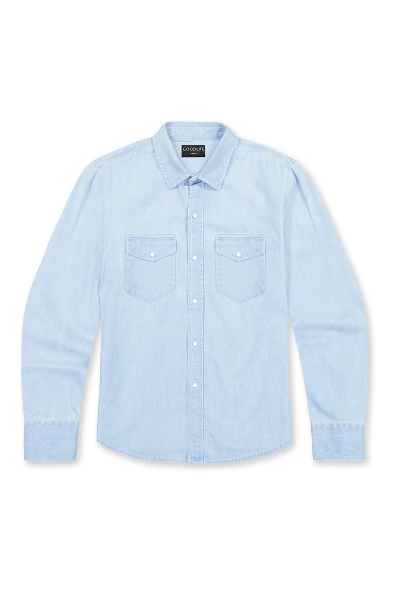 Regular Fit Snap-Up Cotton Denim Shirt, Alternate, color, LIGHT INDIGO