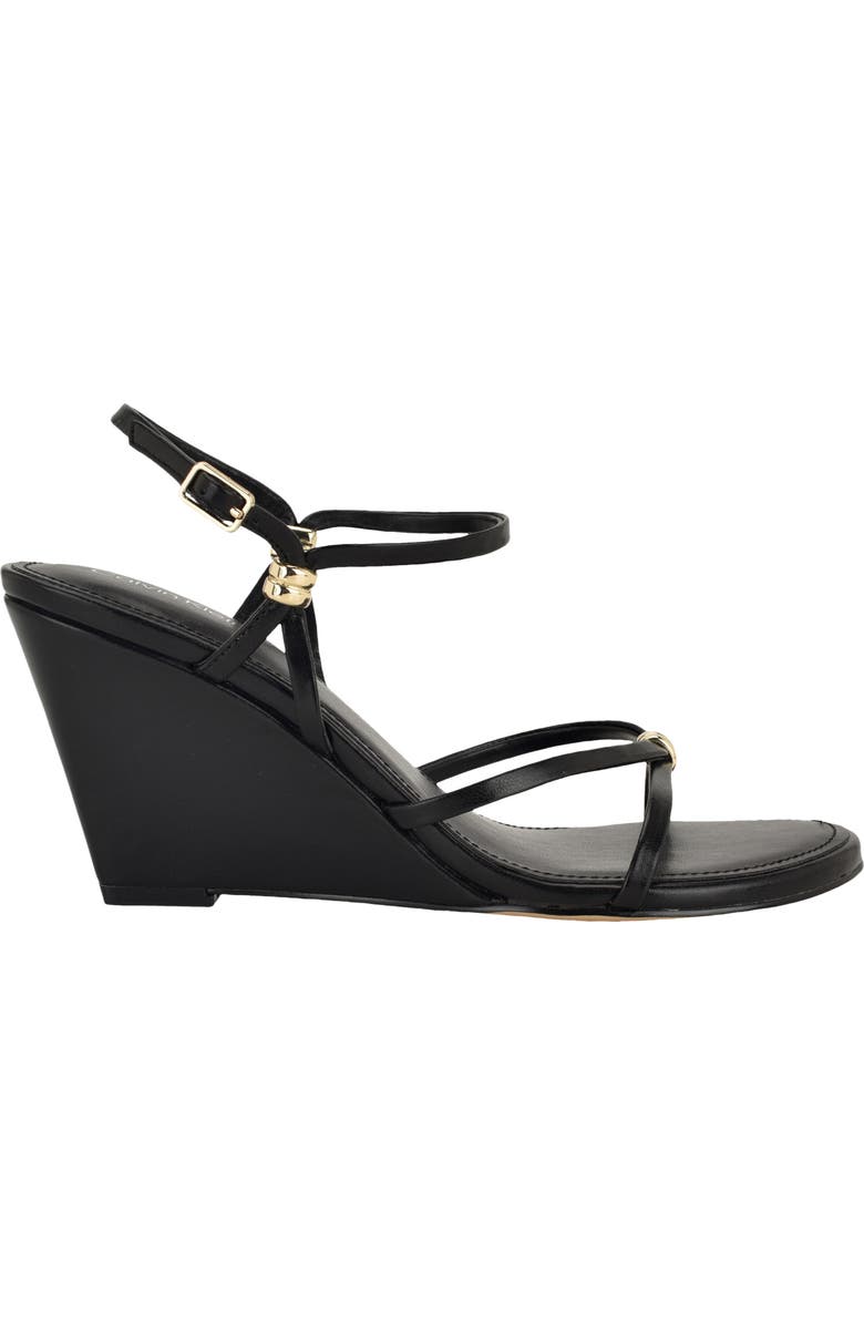 Calvin Klein Deliney Ankle Strap Wedge Sandal, Alternate, color, Black