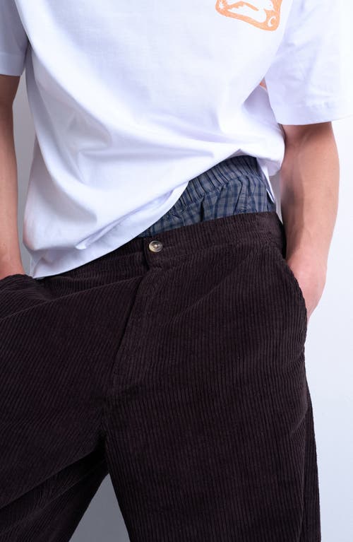 Topman Flat Front Tapered Cotton Corduroy Pants In Black