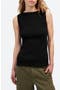 Sleeveless Boat Neck Side Slit T-Shirt