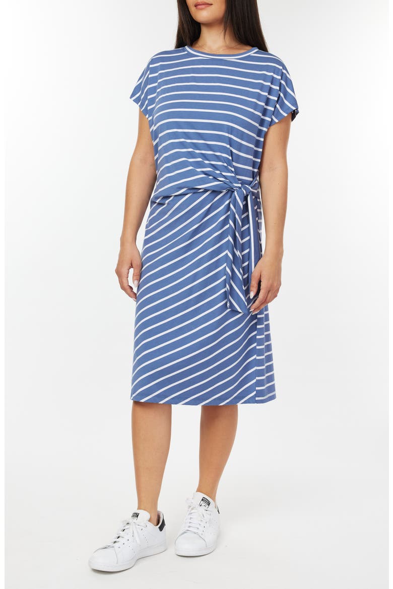Oakley Side Tie T-Shirt Dress, Main, color, INDIGO