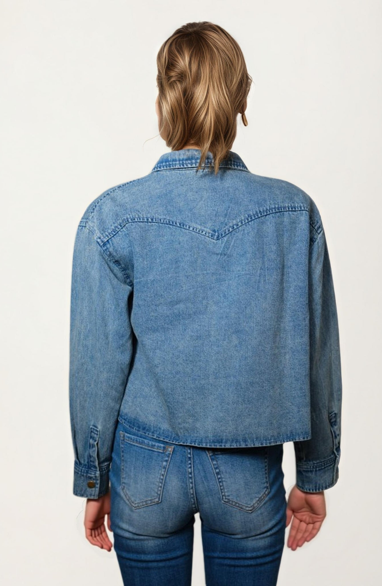 Knit and Lounge Embroidered Horse Pockets Denim Jacket, Alternate, color,