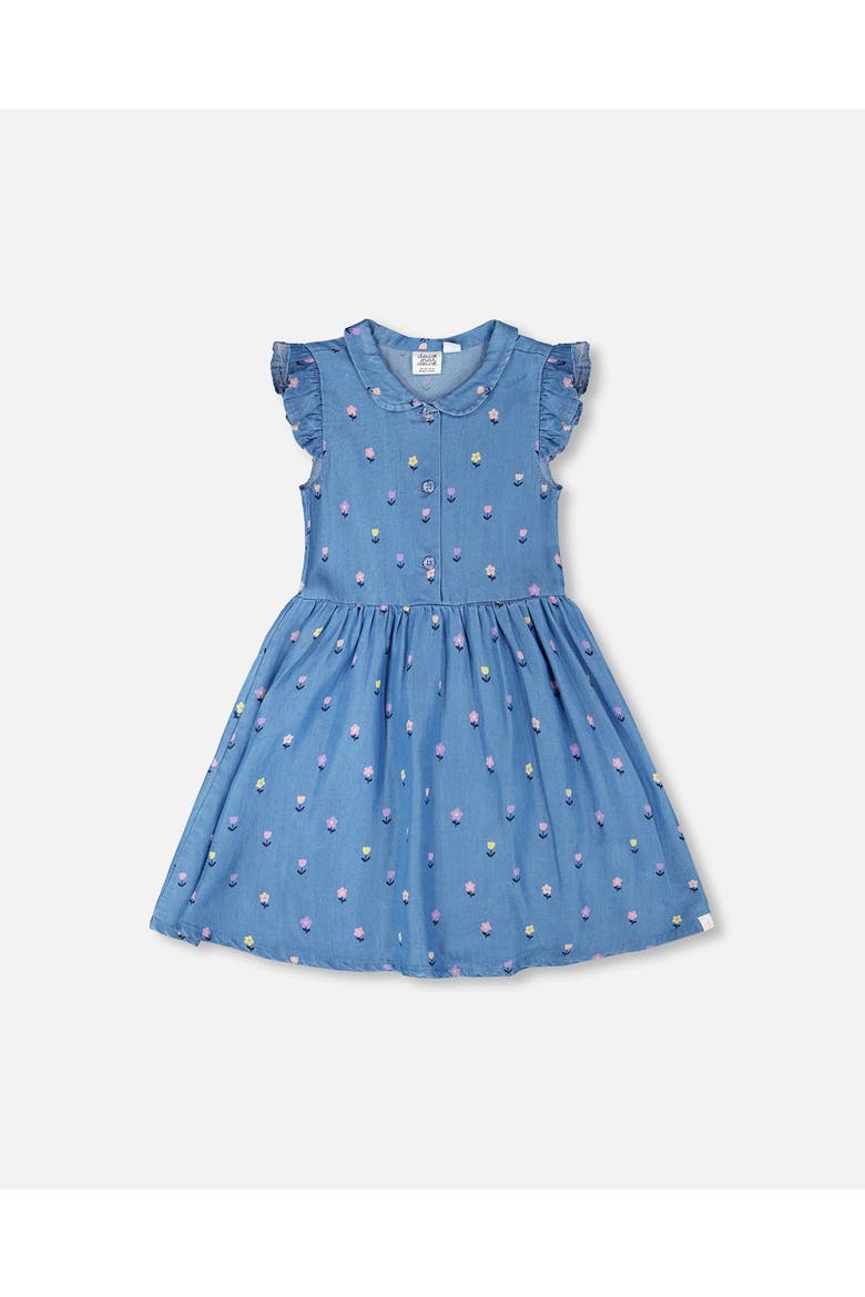 Sleeveless Flower Button Down Dress, Main, color, Blue Floral Print