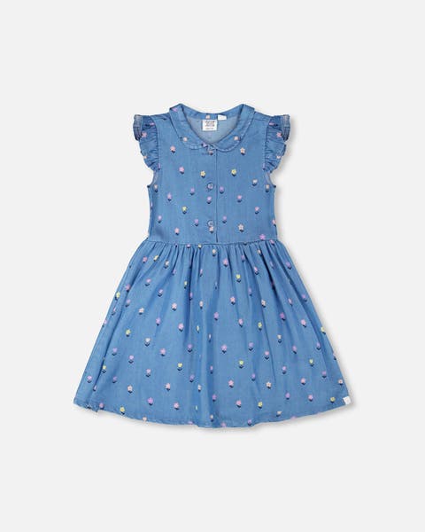 Sleeveless Flower Button Down Dress (Toddler & Little Kid)