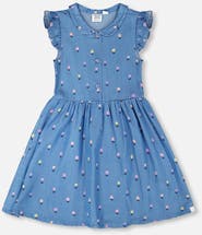 Deux par Deux Sleeveless Flower Button Down Dress