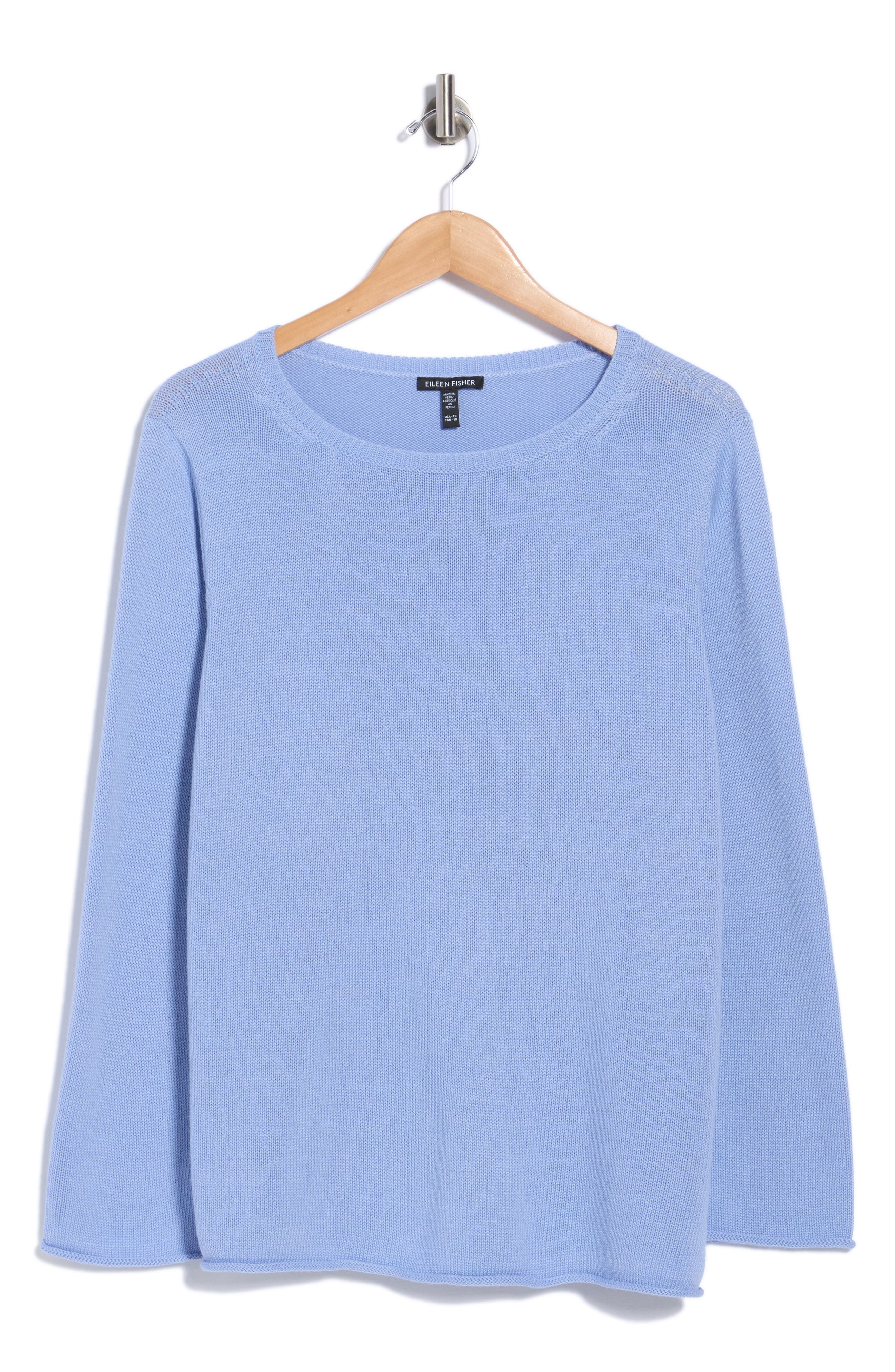Bateau Neck Cotton Blend Sweater