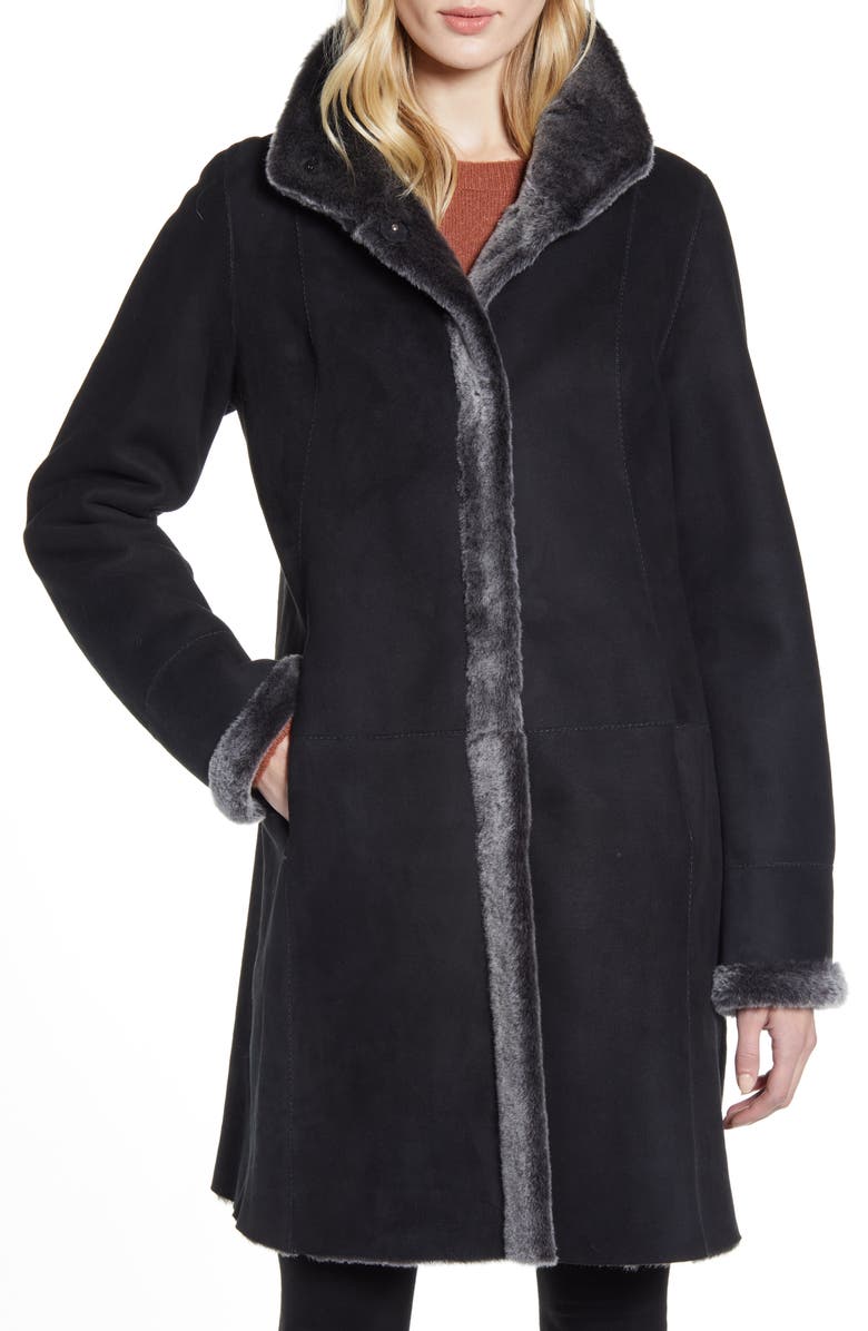 HiSO Reversible Genuine Shearling Coat, Alternate, color, Black