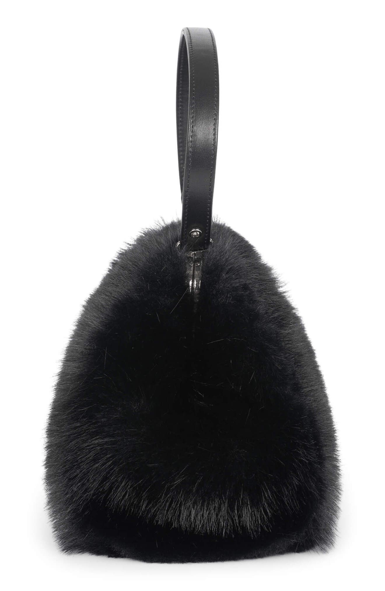 Jeffrey Campbell Gabor Faux Fur Satchel Handbag, Alternate, color, Black Combo