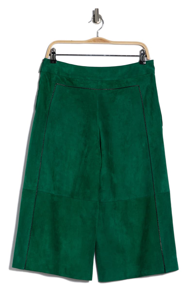 Longchamp Lambskin Leather Bermuda Shorts, Alternate, color, Green