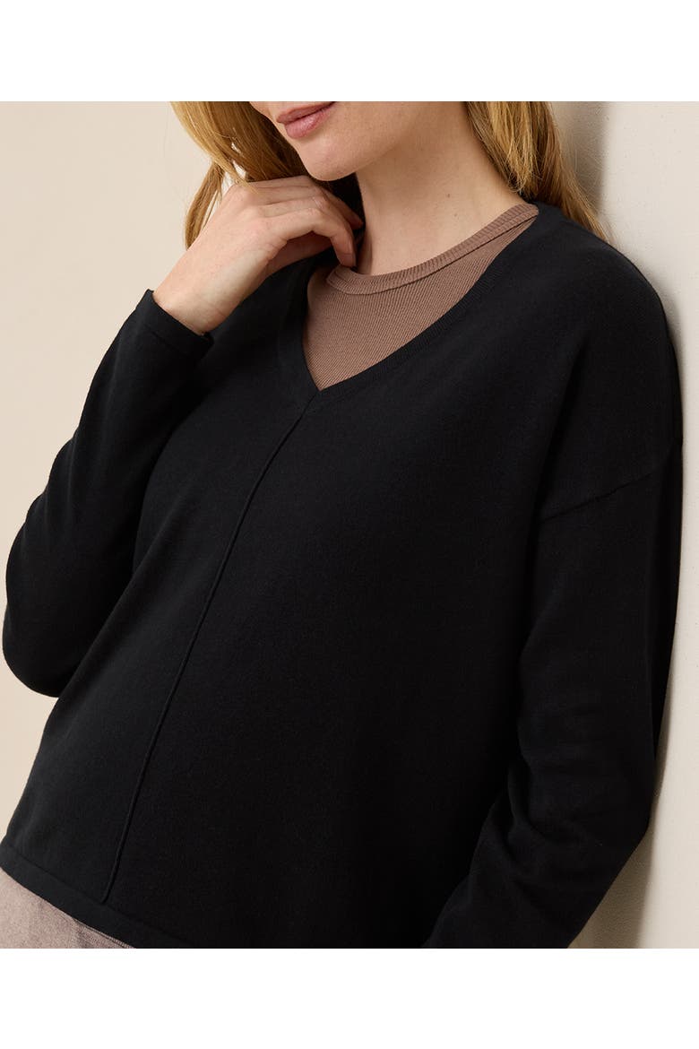 Organic Cotton Classic Fine Knit Relaxed Sweater, Alternate, color, Black