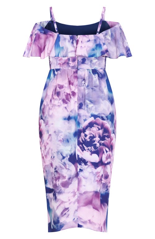 City Chic Floral Drape Cold Shoulder Midi Dress