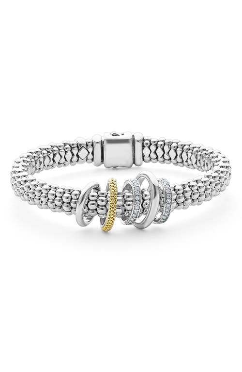Lagos Two Tone Caviar Lux Five Ring Bracelet With Diamonds, 0.3 Ct. T. W. In Two-tone