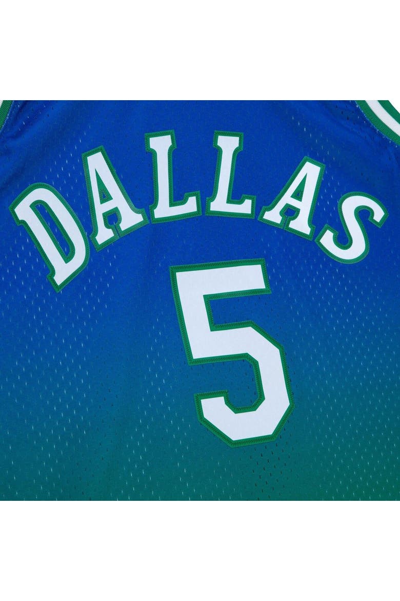 Men's Mitchell & Ness Jason Kidd Green/Navy Dallas Mavericks 1994/95 Hardwood Classics Fadeaway Swingman Player Jersey, Alternate, color, Green
