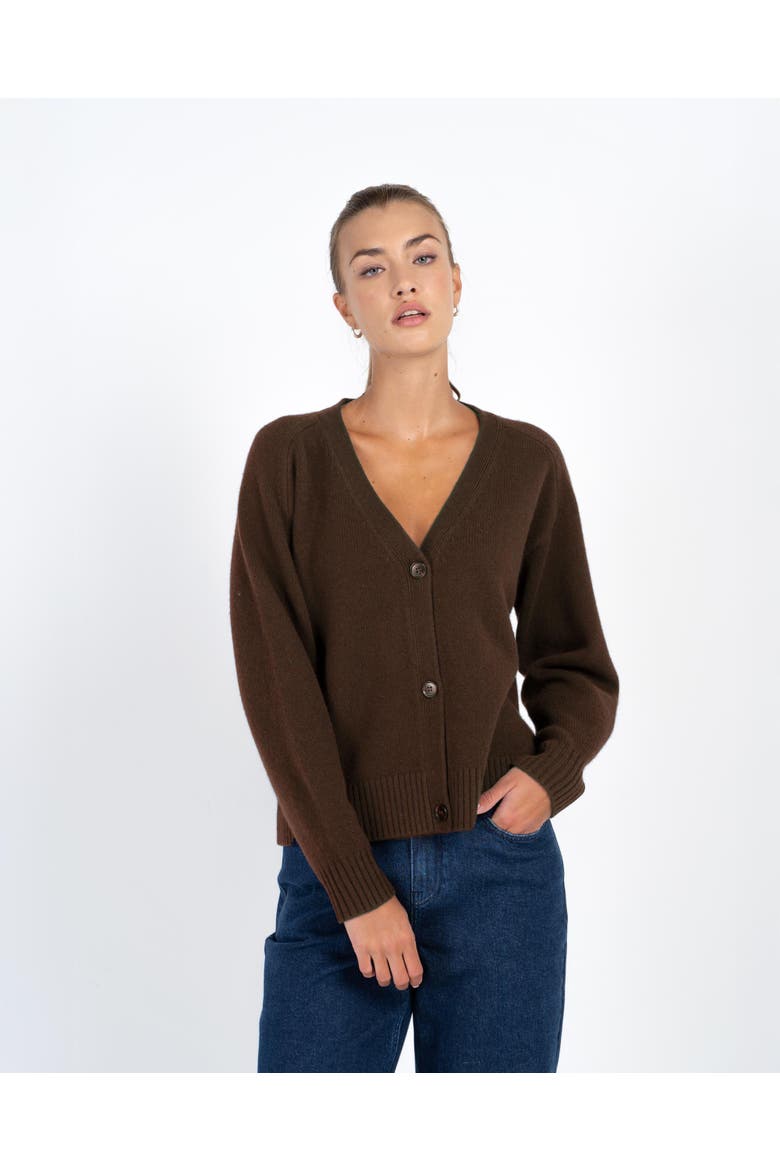 Merino Boxy Cardigan, Main, color, Chocolate