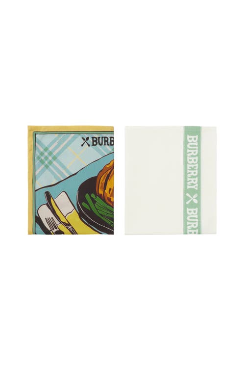 Burberry Recipe Tea Towel Set In Mint