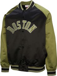 Mitchell & Ness Men's Mitchell & Ness Olive/Black Boston Celtics Clutch Satin Raglan Full-Snap Jacket