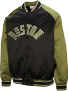 Mitchell & Ness Men's Mitchell & Ness Olive/Black Boston Celtics Clutch Satin Raglan Full-Snap Jacket