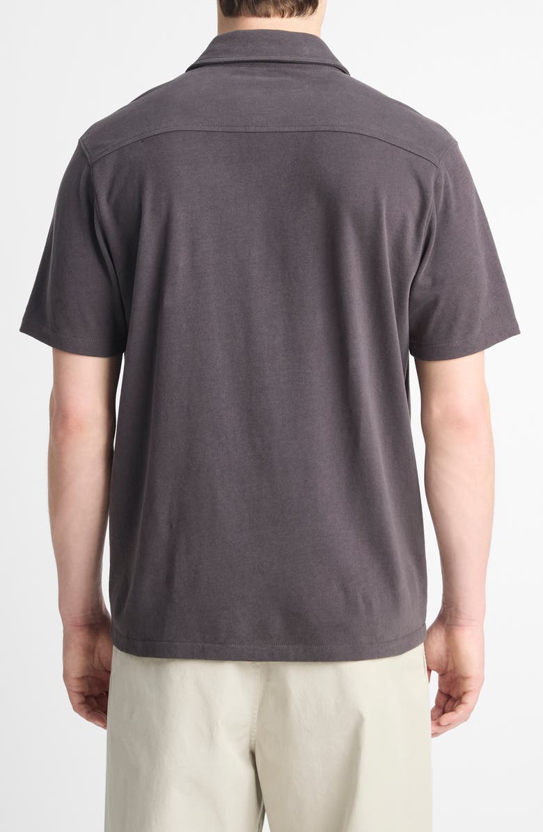 Vince Sueded Jersey Short Sleeve Button-Up Shirt, Alternate, color, 002Sbl-Soft Black