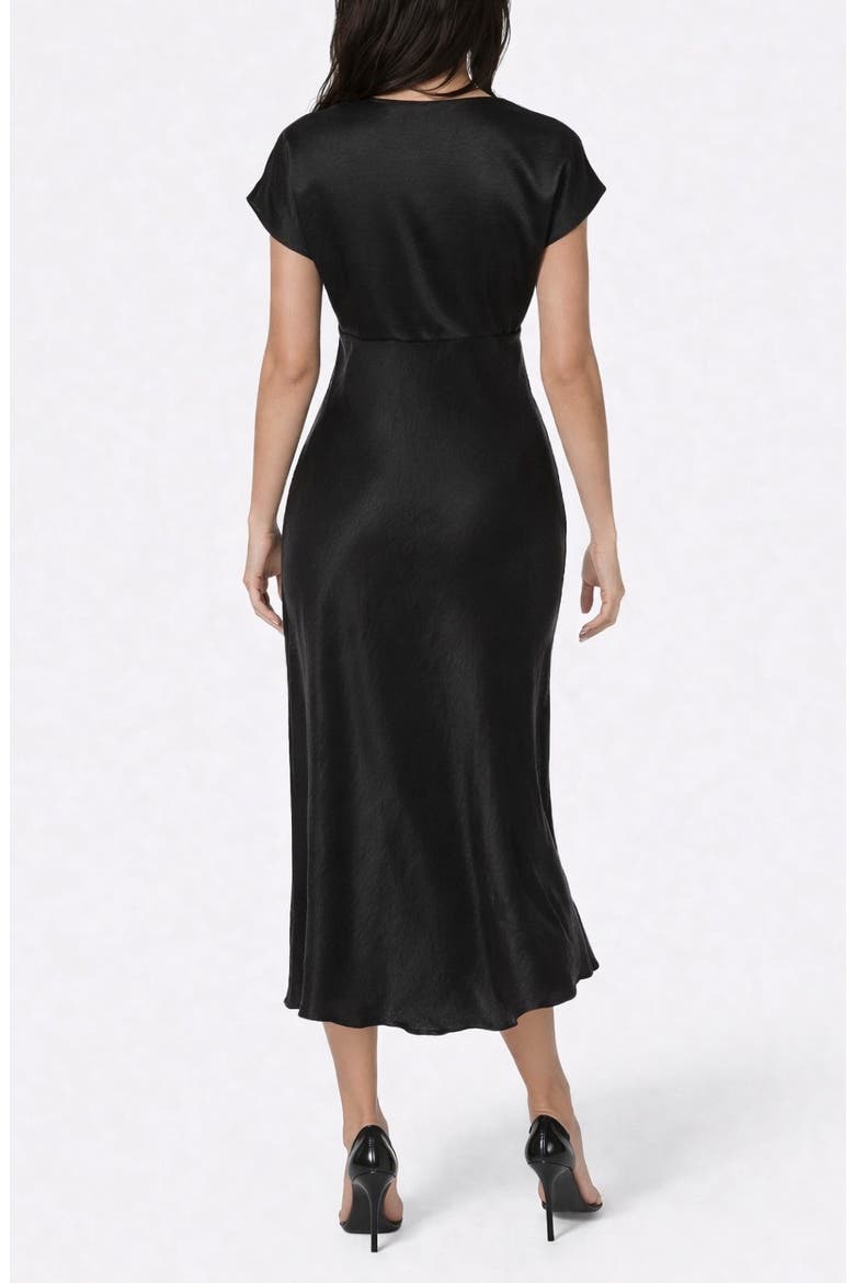 Crepe Satin V-Neck Maxi Dress, Alternate, color, BLACK