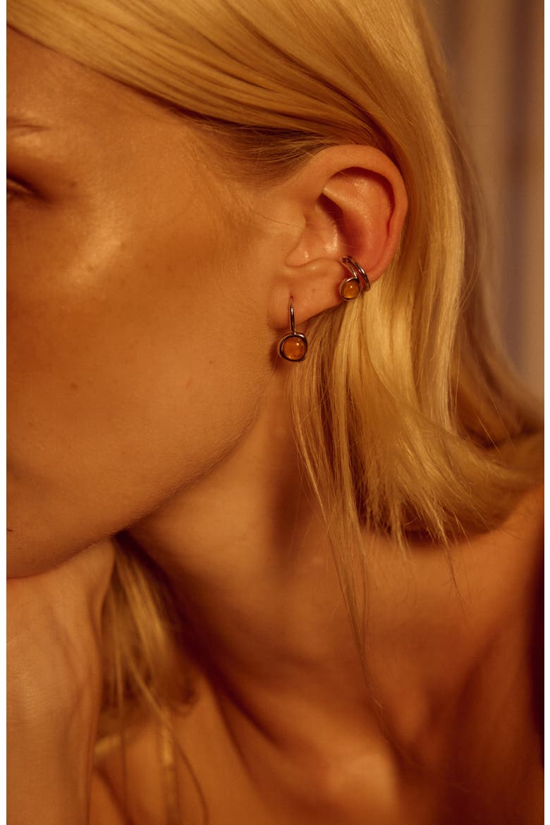 The Amber Honey Hook Threader Earrings, Alternate, color, GOLD