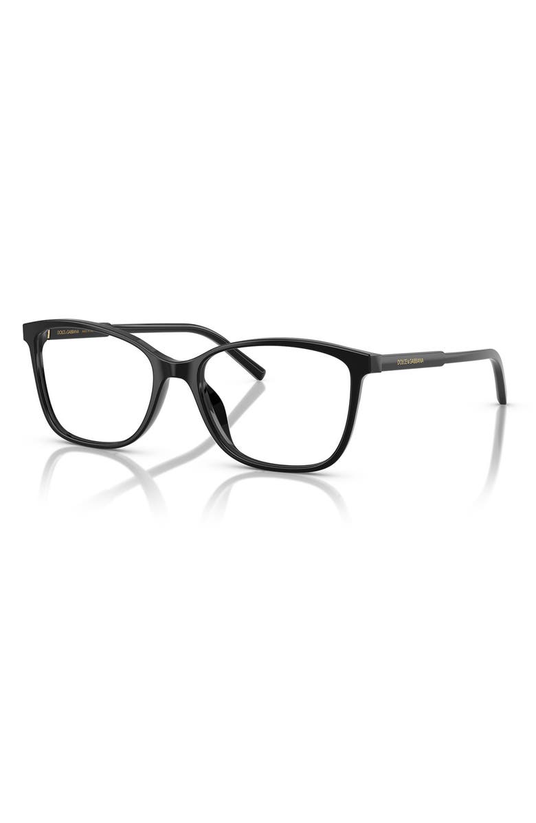 Dolce&Gabbana 52mm Rectangular Optical Glasses, Alternate, color, Black / Demo Lens