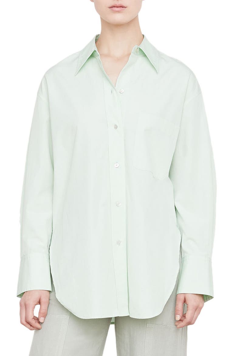 Oversize Cotton Button-Up Shirt, Main, color, DEW