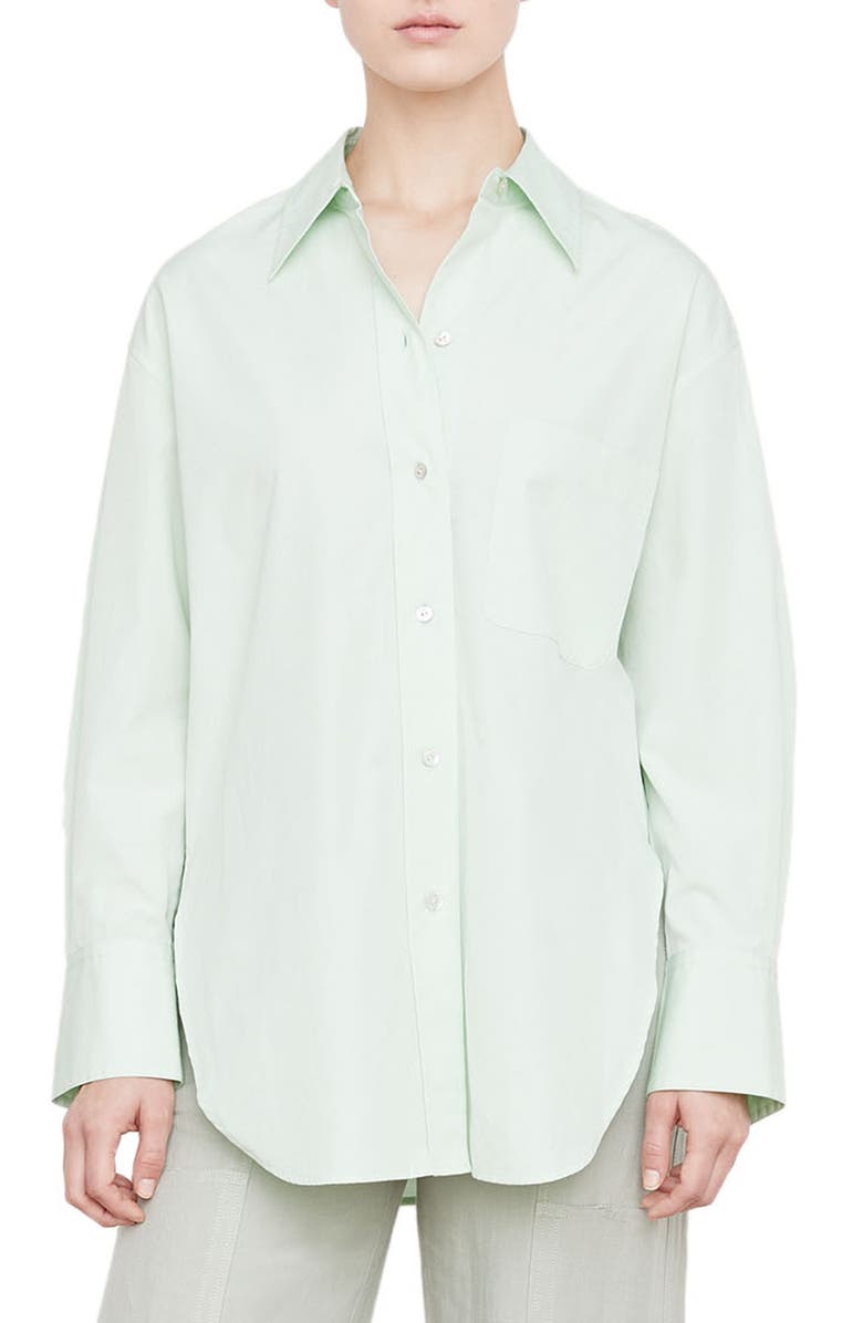 Vince Oversize Cotton Button-Up Shirt, Main, color, Dew