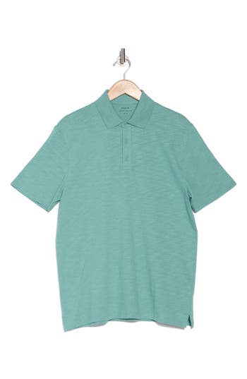 Vince Short Sleeve Slub Polo In Malibu Water