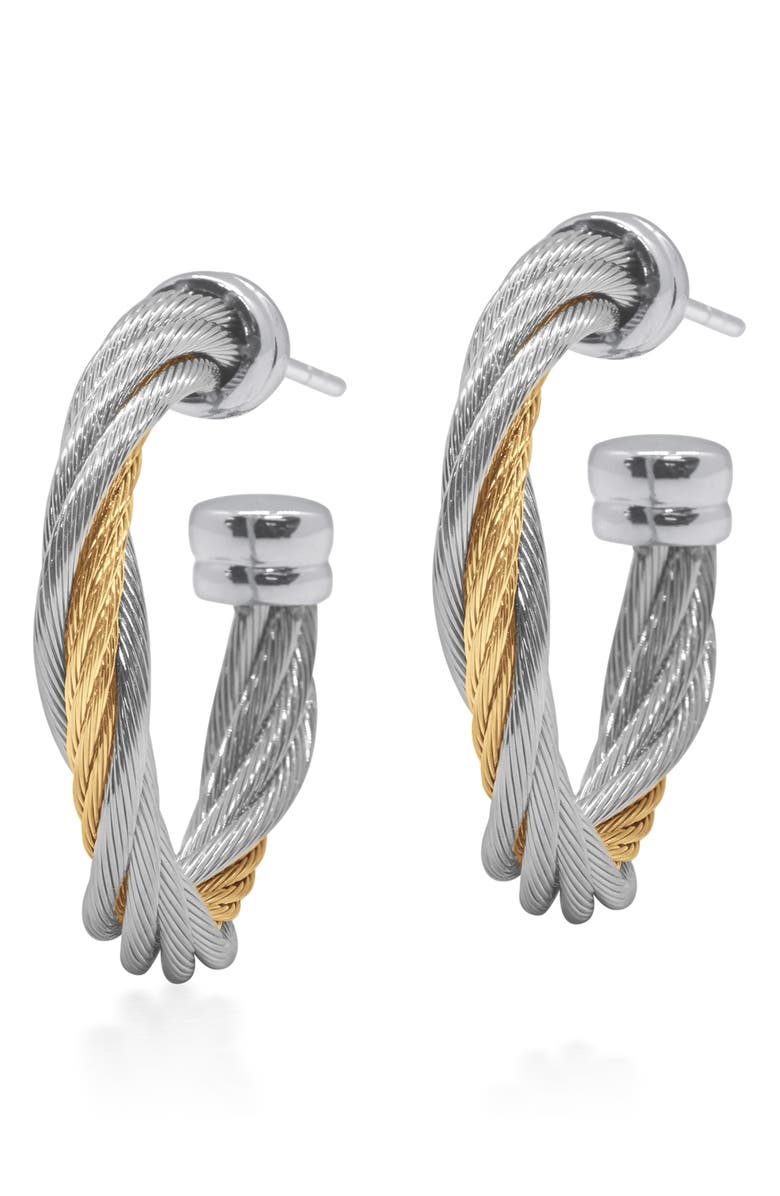 ALOR<sup>®</sup> Two-Tone Twisted Cable Hoop Earrings, Main, color, 