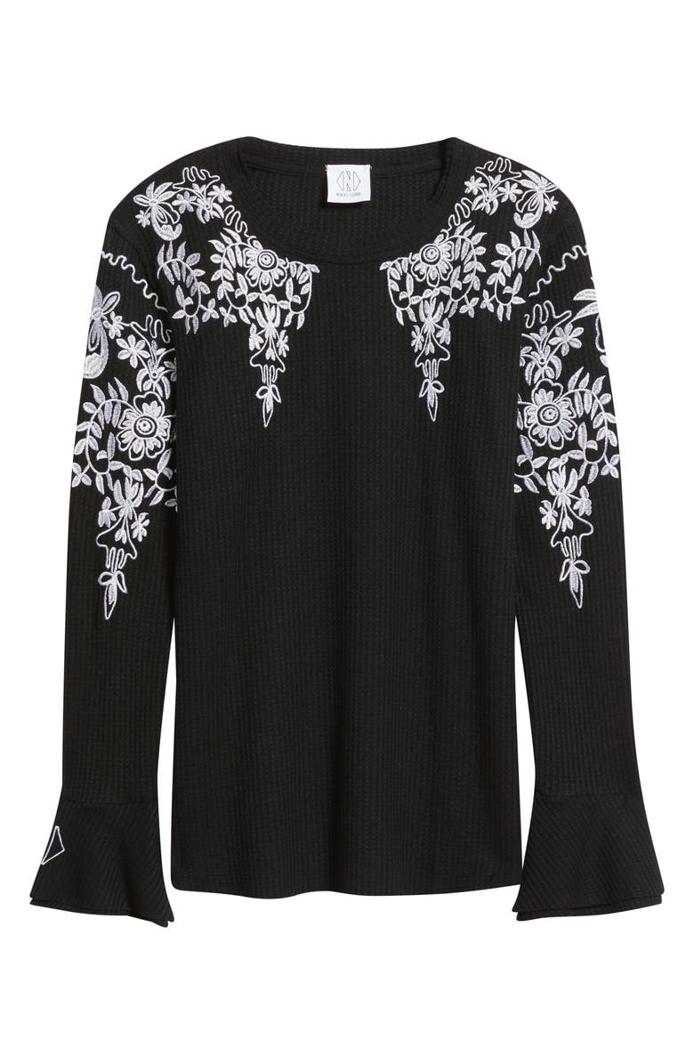 NIKKI LUND Bryn Embroidered Thermal Top, Alternate, color, Black