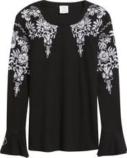 NIKKI LUND Bryn Embroidered Thermal Top