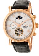 Heritor Automatic Winston Semi-Skeleton Leather-Band Watch