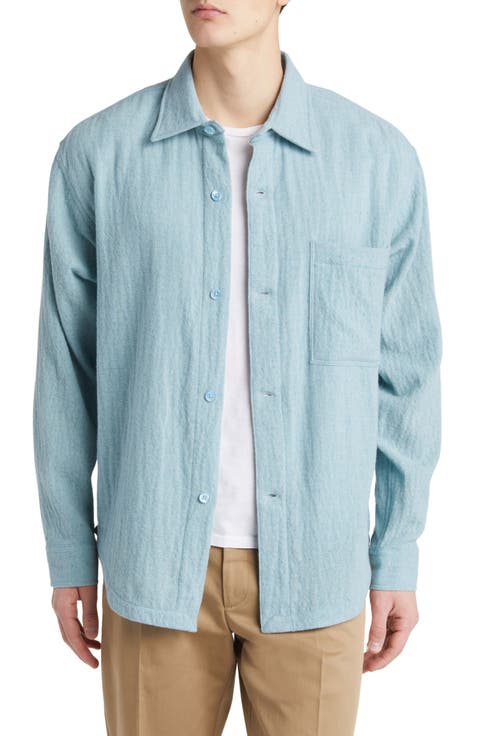 Adwin 5366 Puckered Wool Blend Button-Up Shirt Jacket
