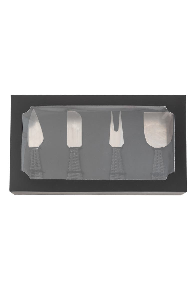 Artifacts Rattan Stainless-Steel Cheese Knives (Set of 4) - with Gift Box, Alternate, color, Tudor Black