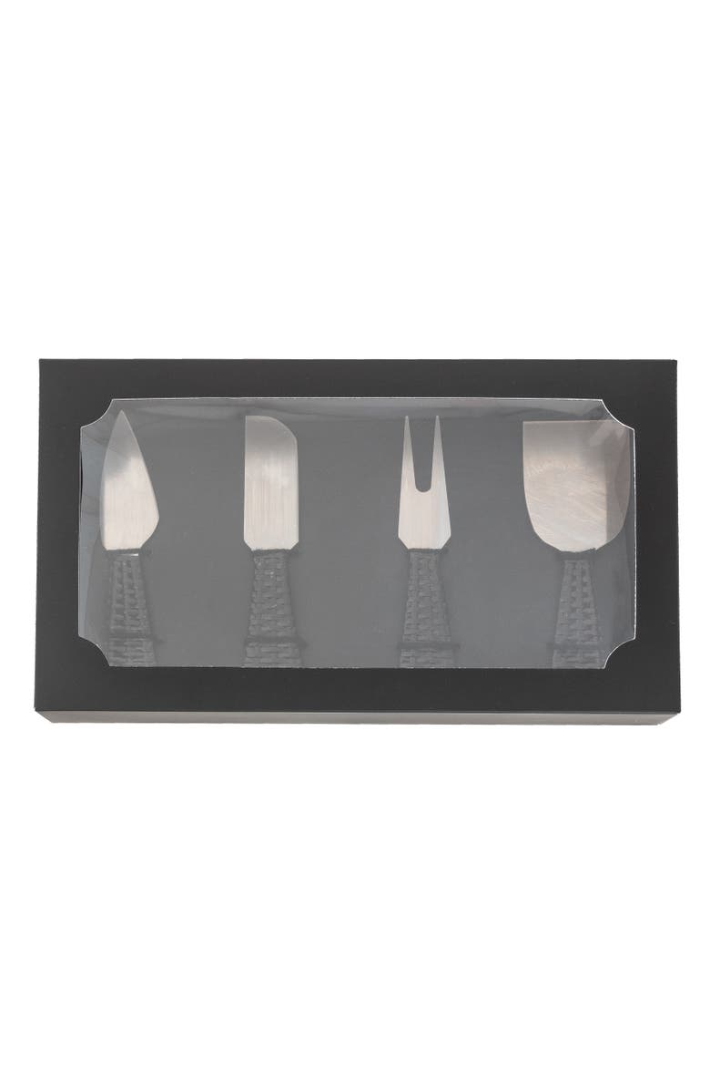 Artifacts Trading Company<sup>™</sup> Artifacts Rattan Stainless-Steel Cheese Knives (Set of 4) - with Gift Box, Alternate, color, Tudor Black