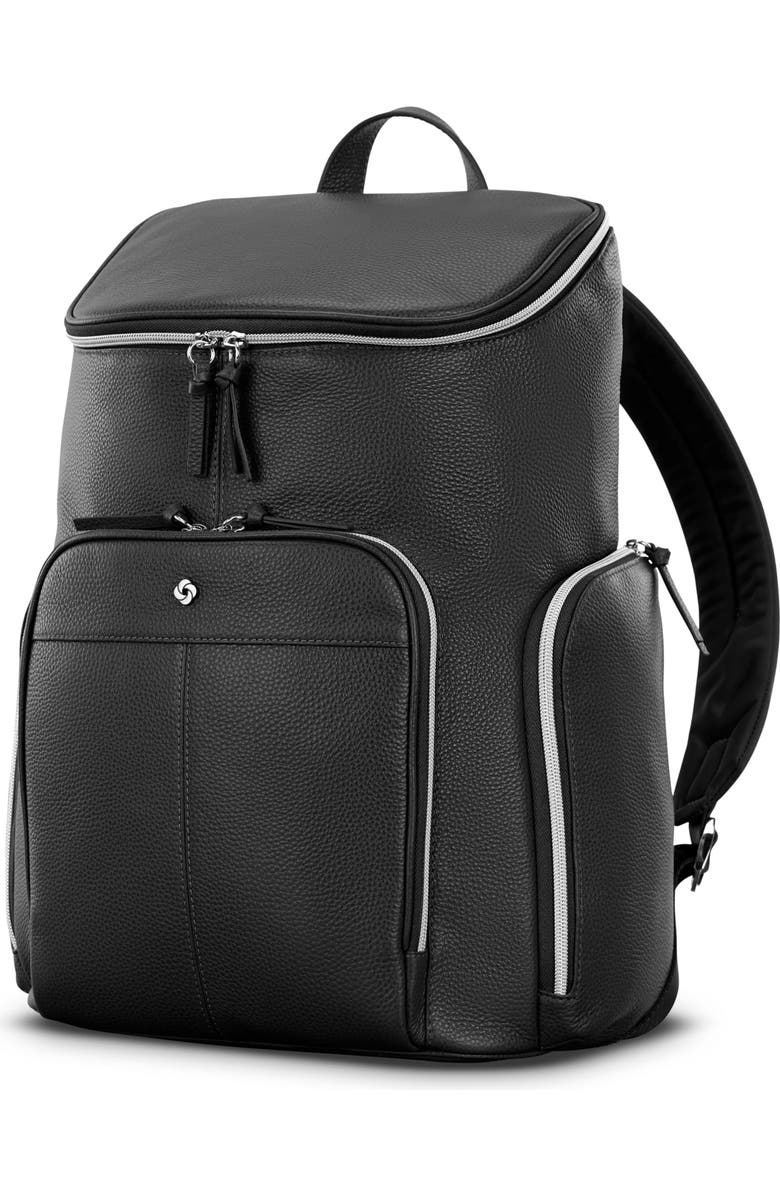 Samsonite Mobile Solution 2 Leather Deluxe Backpack, Main, color, Black