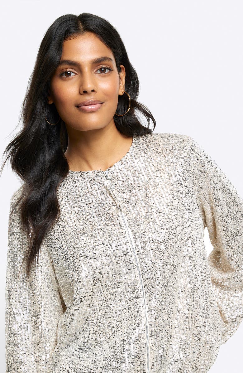 River Island Sequin Bomber Jacket, Alternate, color, 