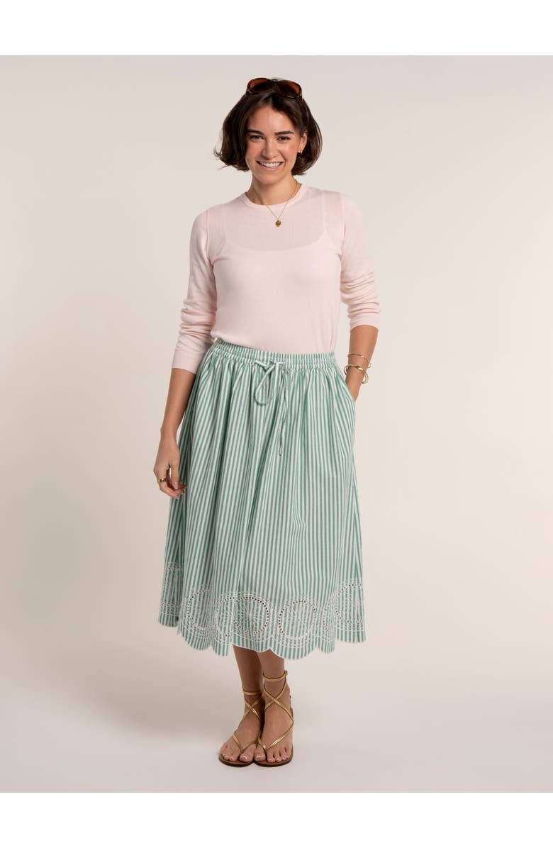 Brakeburn Hannah Embroidery Midi Skirt, Alternate, color, Green