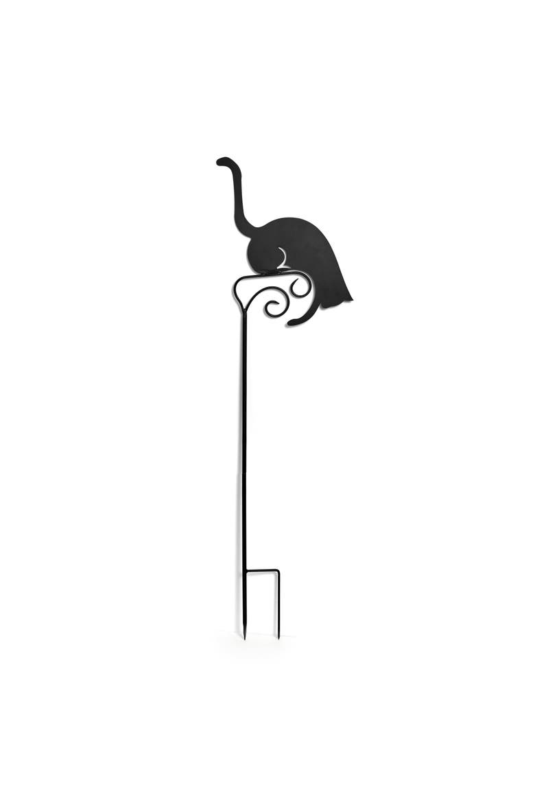 Priy Cat with Bell Garden Stake, Alternate, color, Black