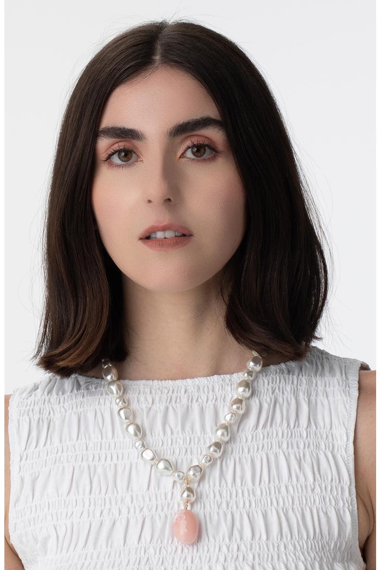 Baroque Faux Pearl Necklace, Alternate, color, ROSE GLOW
