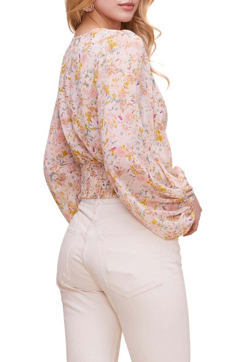 Floral Print Blouson Sleeve Top, Alternate, color, BLUSH TAUPE FLORAL