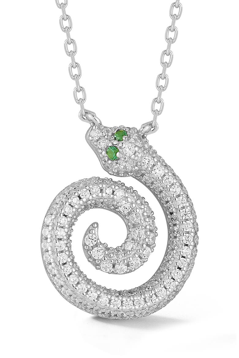 Swirl Snake Pendant Necklace, Main, color, SILVER