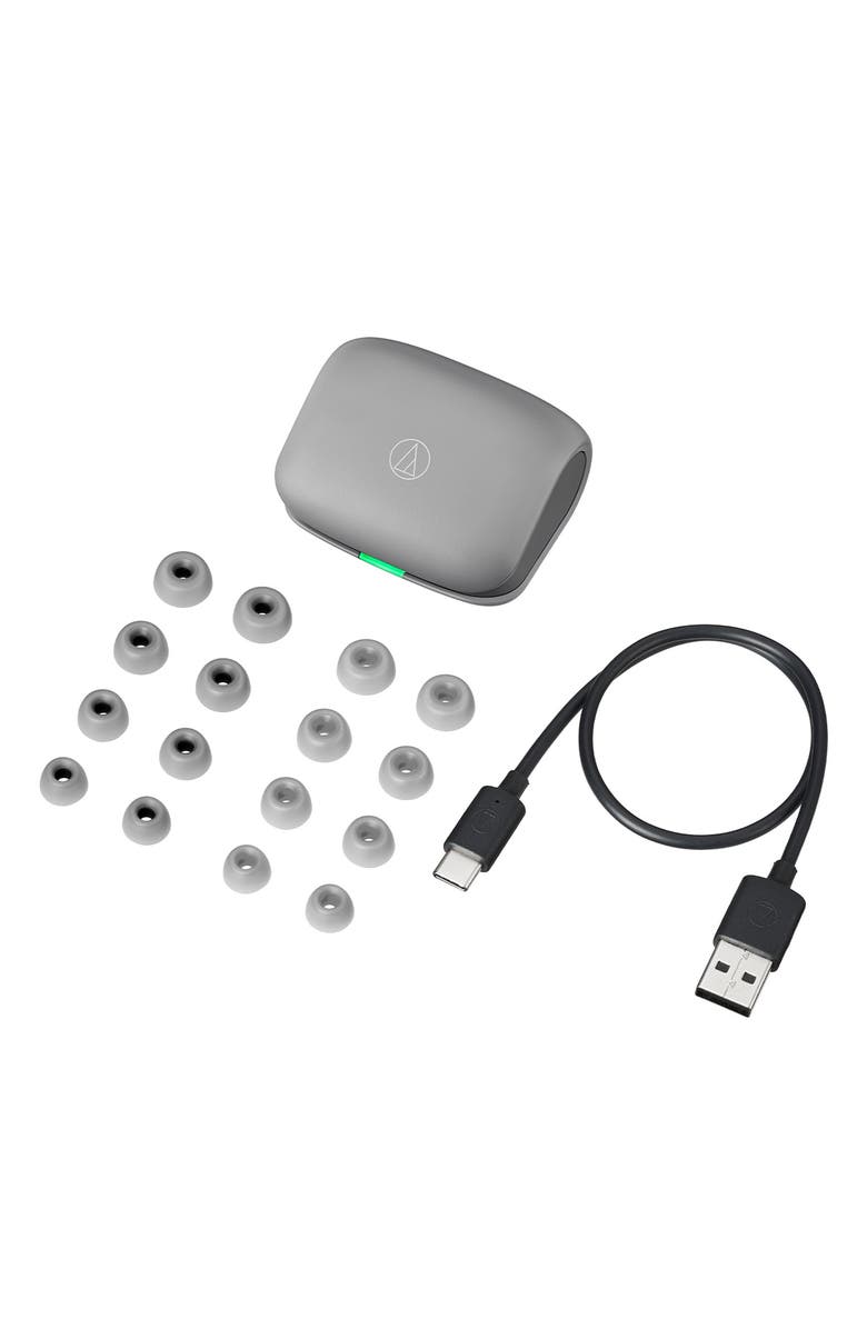 Audio-Technica ATH-TWX7 Truly Wireless Earbuds with Hybrid Noise Cancellation, Alternate, color, Gray