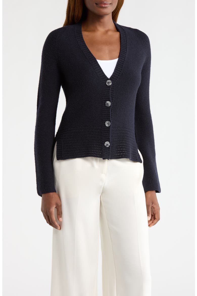 Virgin Wool & Cashmere Cardigan, Main, color, SOLID BLUE NAVY