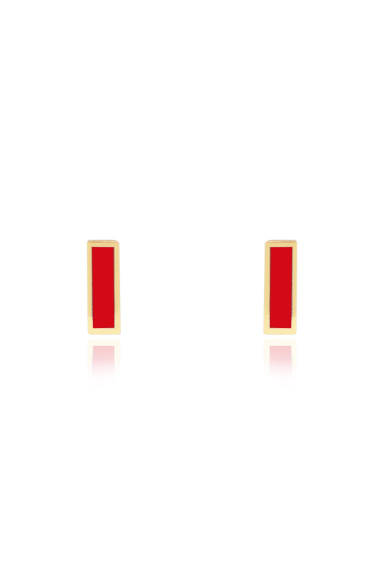 Coral Bar Stud Earrings, Alternate, color, Coral